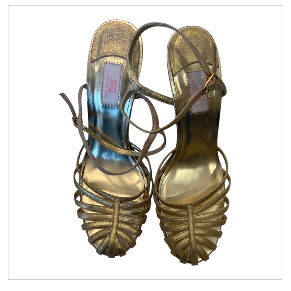 Gold strappy leather heels - Picture 2 of 5